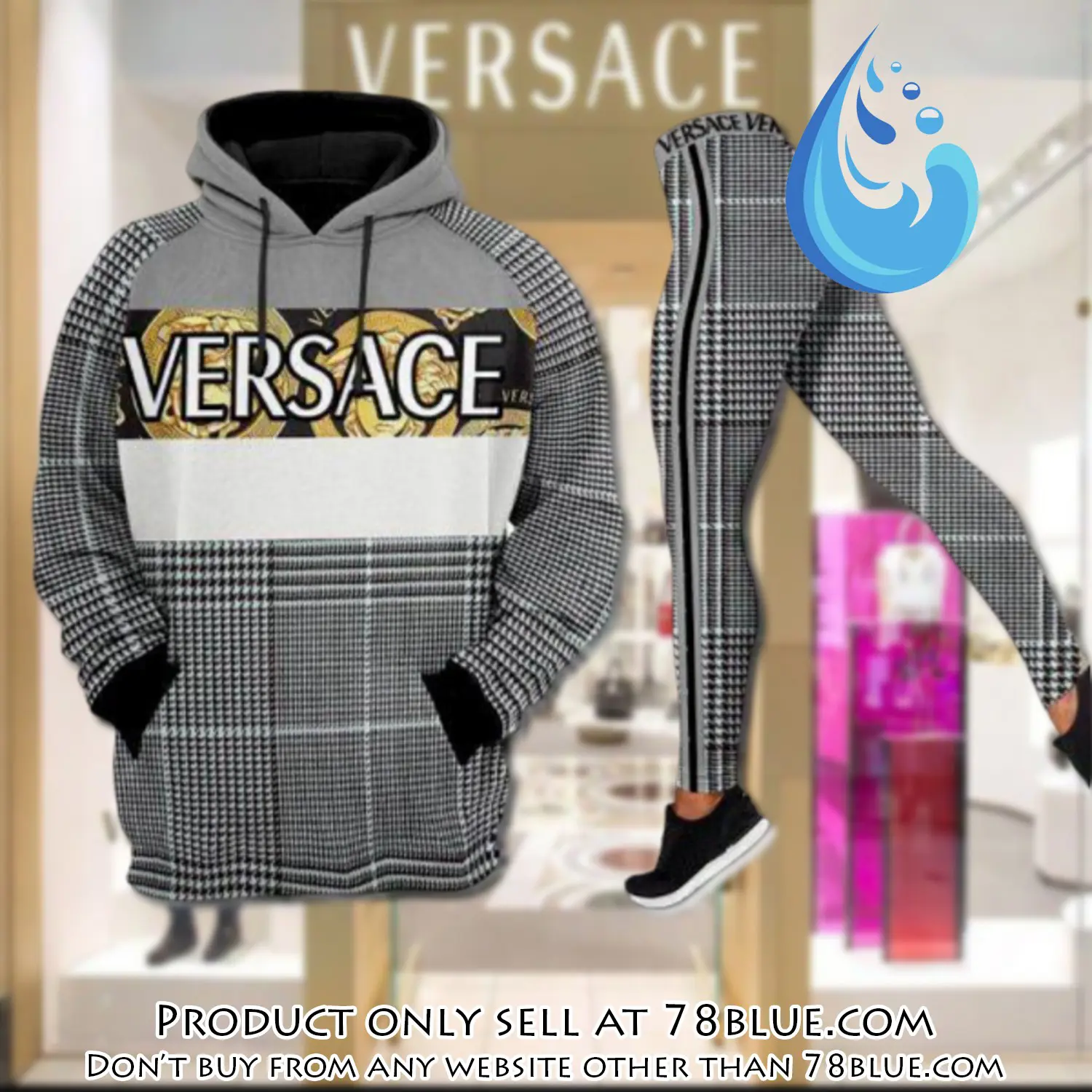 Gianni versace black white hoodie legging set luxury for women 78b0438204